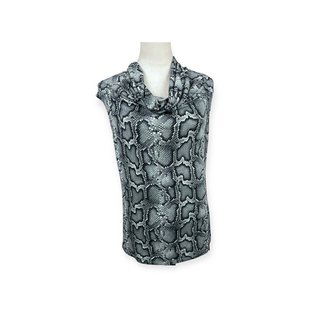 Michael Kors snake print gray cowl neck sleeveless top size Small